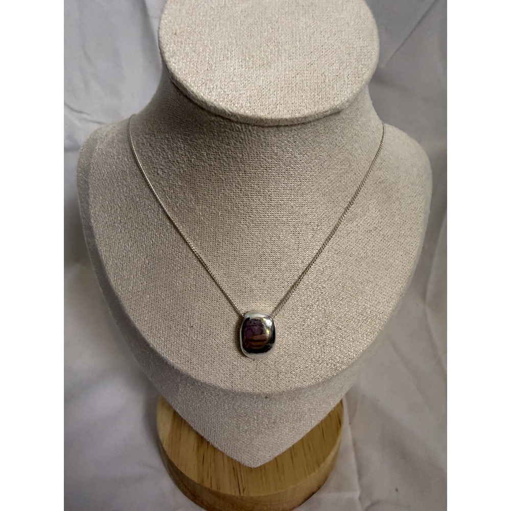 Women's Sterling Silver 925Su Round Oval Pendant Chain Necklace 8 Inches